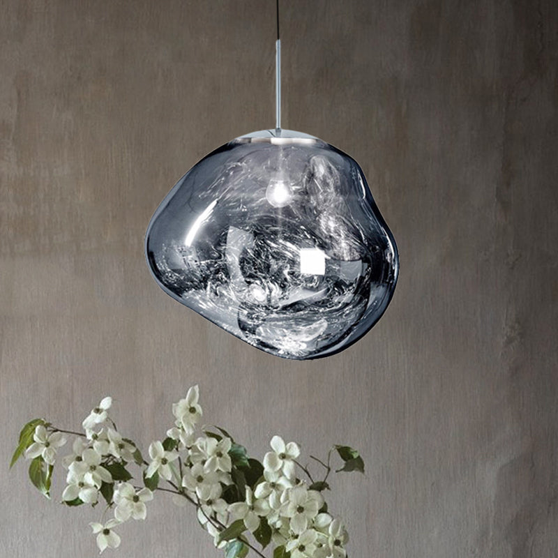 Modern Glass Ceiling Light - LunaLux-Silver-7.87 inches-Nora Luxe