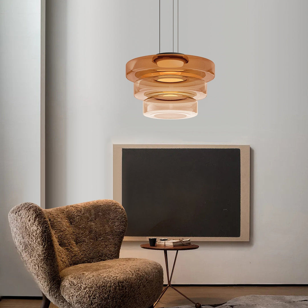 Modern Glass Pendant Light in Bauhaus Style - AuroraSphere-Amber-1 Level-D 9.84 x H 4.33 inches-Nora Luxe