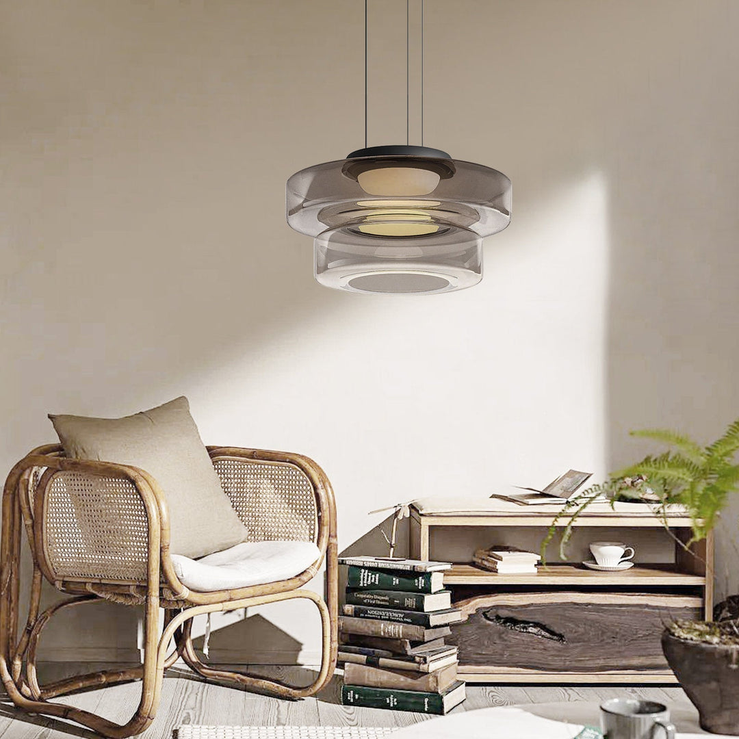 Modern Glass Pendant Light in Bauhaus Style - AuroraSphere-Amber-1 Level-D 9.84 x H 4.33 inches-Nora Luxe