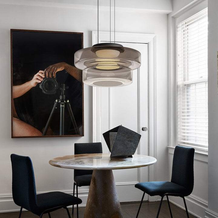 Modern Glass Pendant Light in Bauhaus Style - AuroraSphere-Amber-1 Level-D 9.84 x H 4.33 inches-Nora Luxe