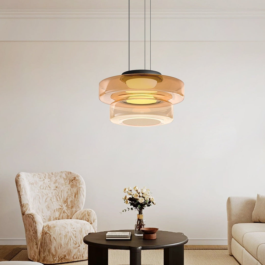 Modern Glass Pendant Light in Bauhaus Style - AuroraSphere-Amber-1 Level-D 9.84 x H 4.33 inches-Nora Luxe