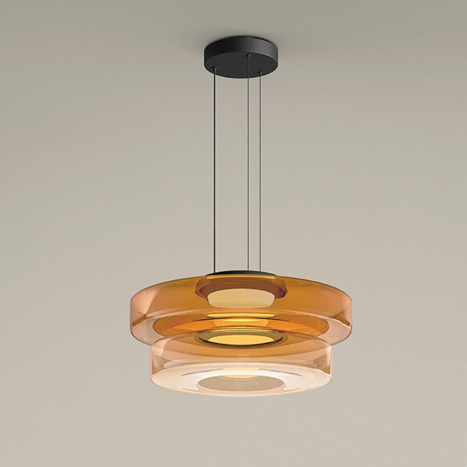 Modern Glass Pendant Light in Bauhaus Style - AuroraSphere-Amber-2 Level-D 13.78 x H 8.66 inches-Nora Luxe
