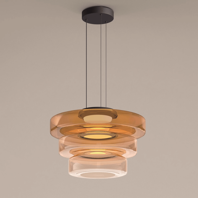Modern Glass Pendant Light in Bauhaus Style - AuroraSphere-Amber-3 Level-D 17.72 x H 12.99 inches-Nora Luxe