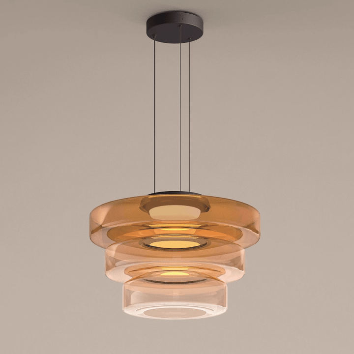 Modern Glass Pendant Light in Bauhaus Style - AuroraSphere-Amber-3 Level-D 17.72 x H 12.99 inches-Nora Luxe