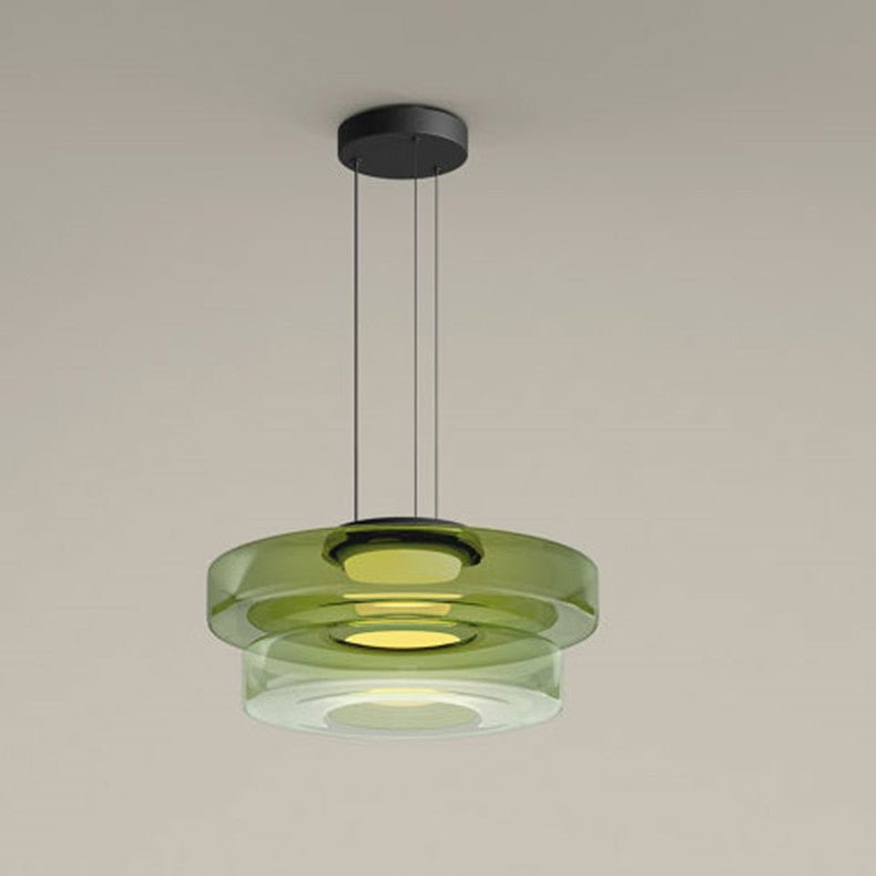 Modern Glass Pendant Light in Bauhaus Style - AuroraSphere-Green-2 Level-D 13.78 x H 8.66 inches-Nora Luxe