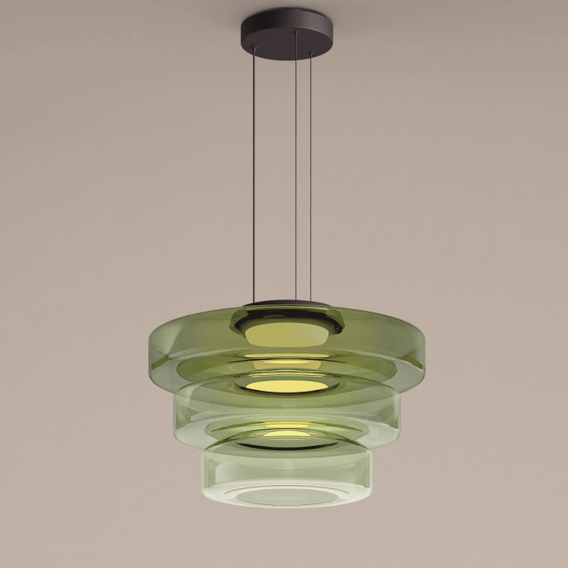 Modern Glass Pendant Light in Bauhaus Style - AuroraSphere-Green-3 Level-D 17.72 x H 12.99 inches-Nora Luxe