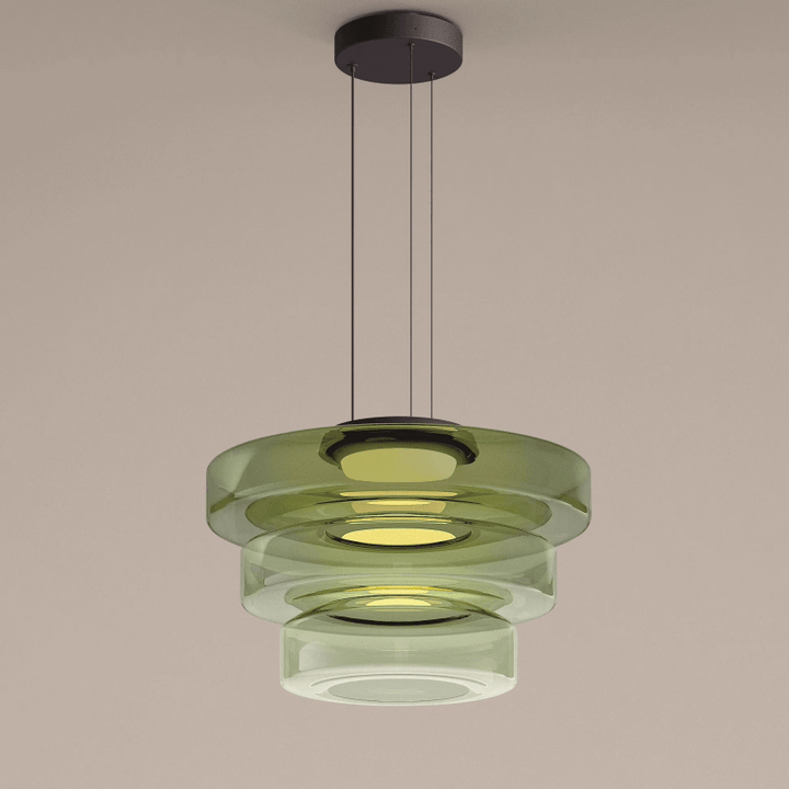 Modern Glass Pendant Light in Bauhaus Style - AuroraSphere-Green-3 Level-D 17.72 x H 12.99 inches-Nora Luxe