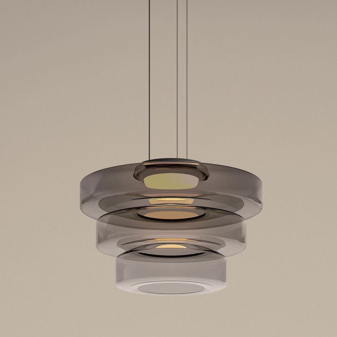 Modern Glass Pendant Light in Bauhaus Style - AuroraSphere-Smoke grey-3 Level-D 17.72 x H 12.99 inches-Nora Luxe