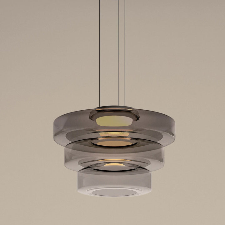 Modern Glass Pendant Light in Bauhaus Style - AuroraSphere-Smoke grey-3 Level-D 17.72 x H 12.99 inches-Nora Luxe