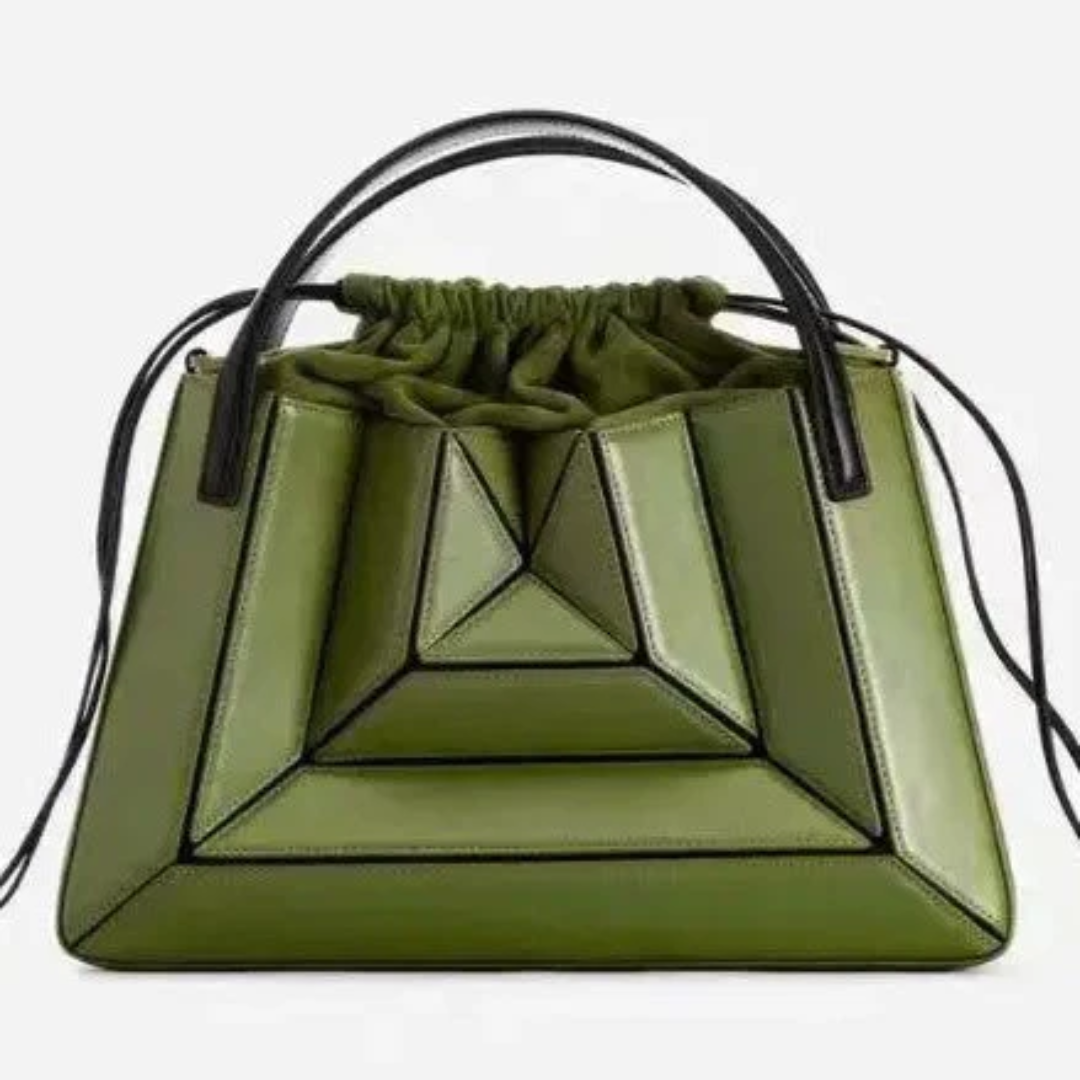 Modern Handbag with Geometric Design - GeoChic-Green-Nora Luxe