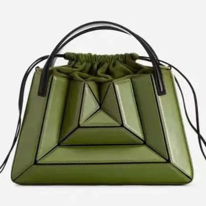 Modern Handbag with Geometric Design - GeoChic-Green-Nora Luxe