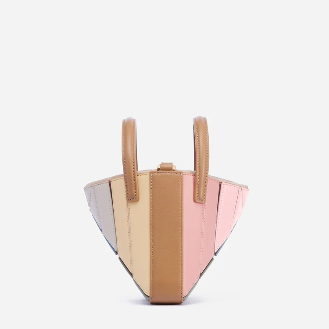 Modern Handbag with Geometric Design - GeoChic-Pink-Nora Luxe