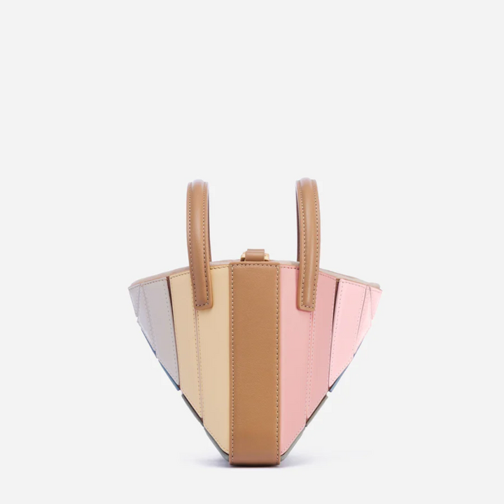 Modern Handbag with Geometric Design - GeoChic-Pink-Nora Luxe