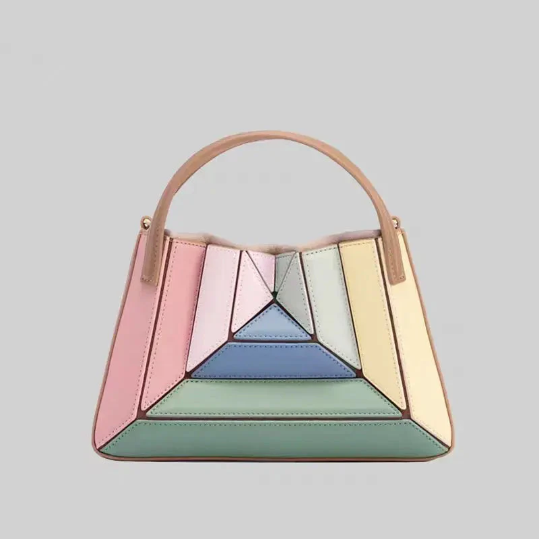 Modern Handbag with Geometric Design - GeoChic-Pink-Nora Luxe