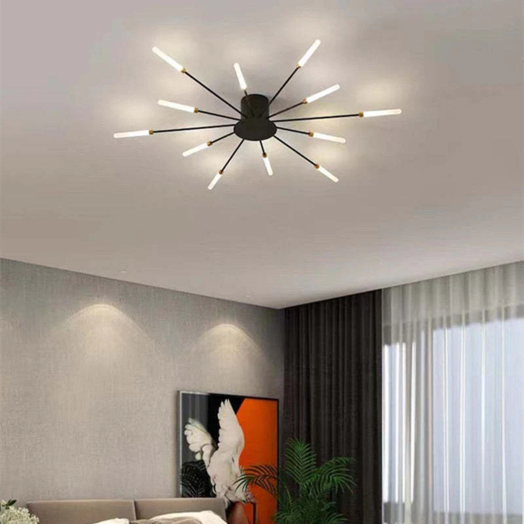 Modern Large LED Ceiling Light - LumenMax-Black-12-Universal White-Nora Luxe