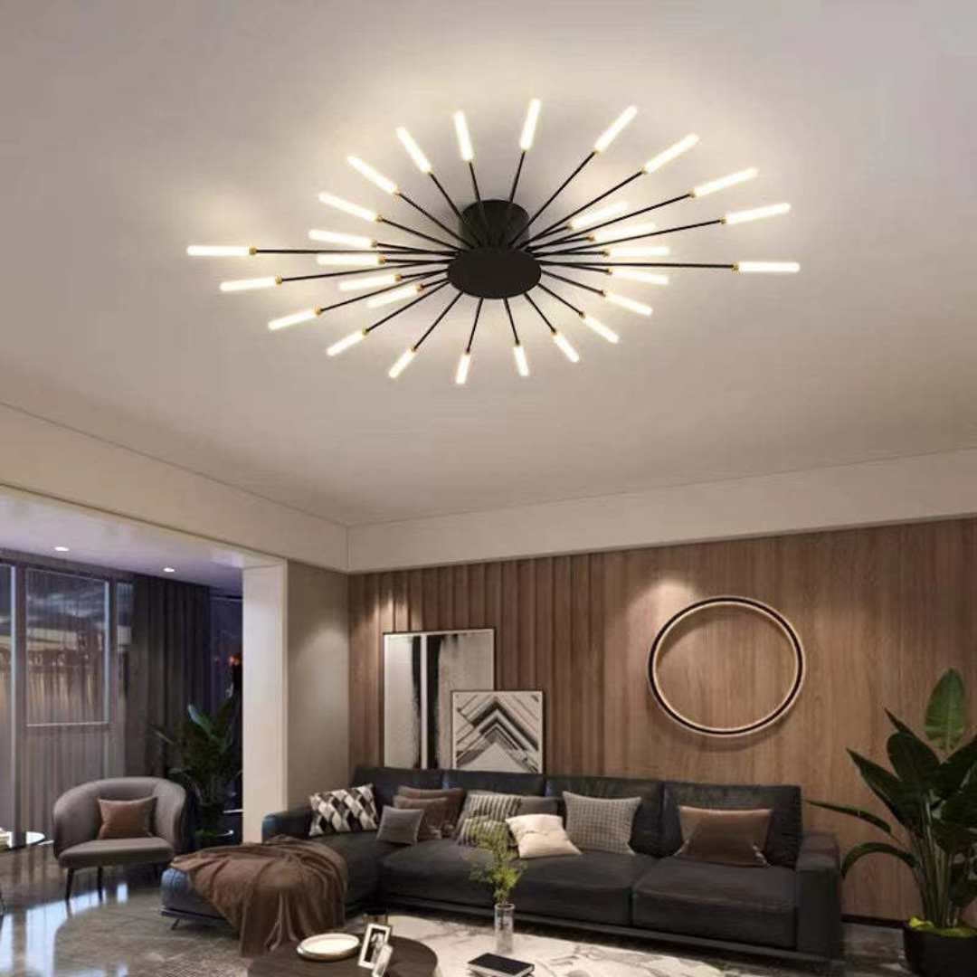 Modern Large LED Ceiling Light - LumenMax-Black-28-Universal White-Nora Luxe