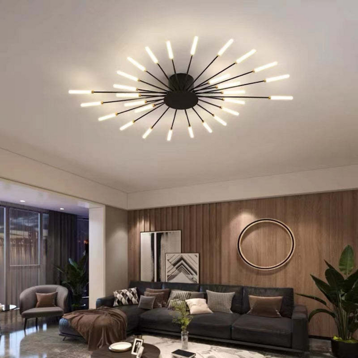 Modern Large LED Ceiling Light - LumenMax-Black-28-Universal White-Nora Luxe