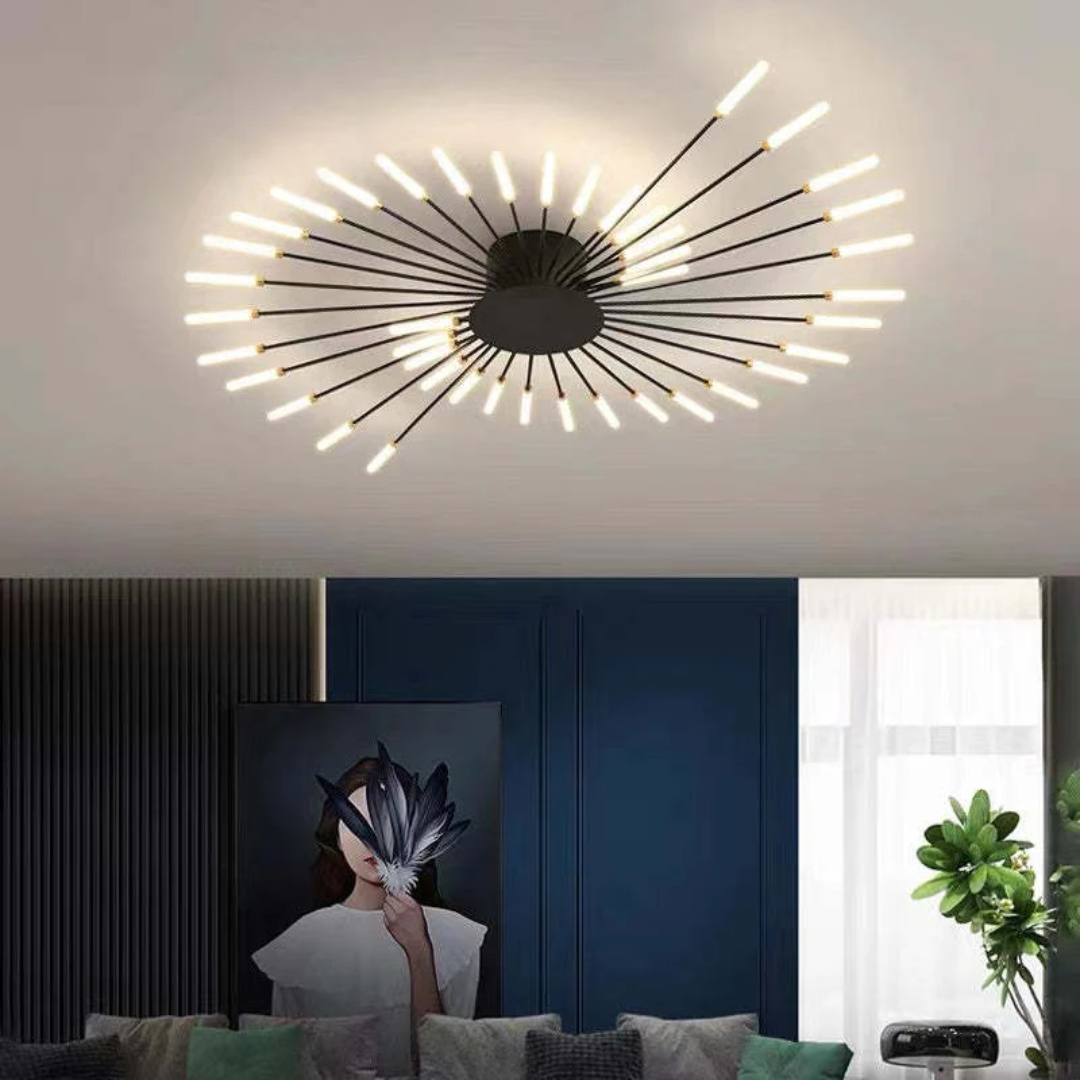 Modern Large LED Ceiling Light - LumenMax-Black-42-Universal White-Nora Luxe