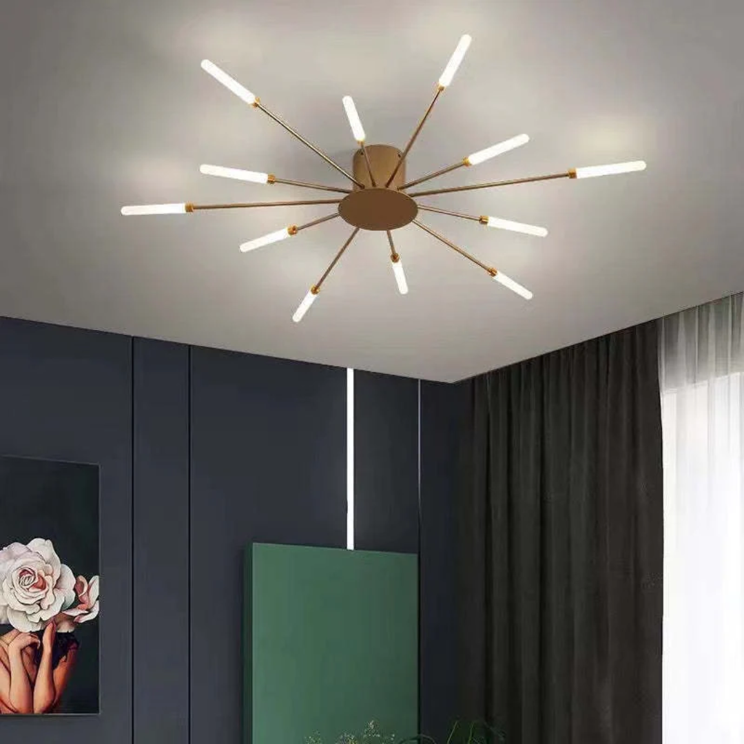 Modern Large LED Ceiling Light - LumenMax-Gold-12-Universal White-Nora Luxe