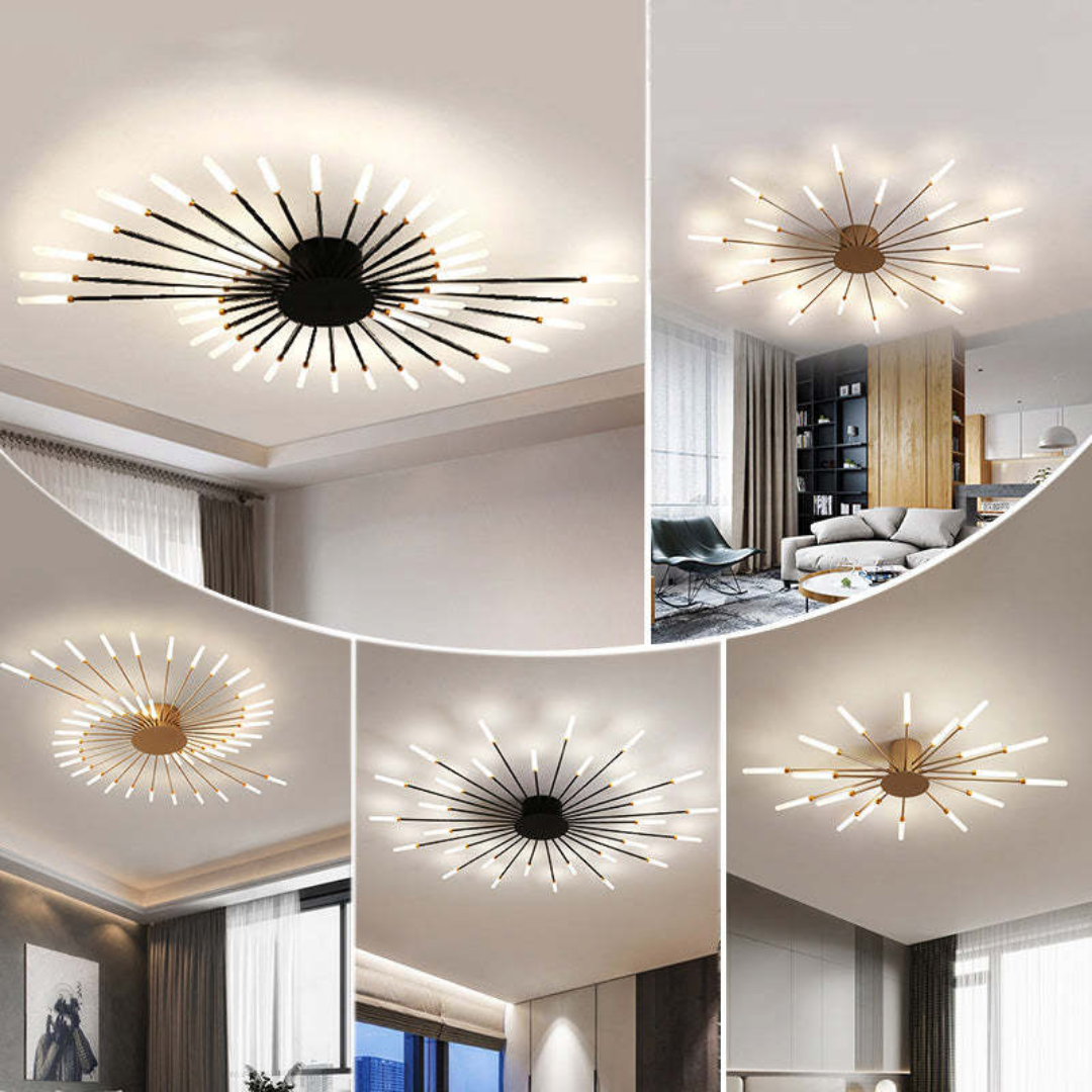 Modern Large LED Ceiling Light - LumenMax-Gold-12-Universal White-Nora Luxe