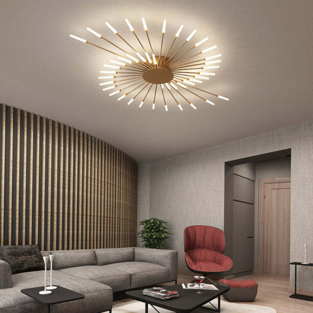 Modern Large LED Ceiling Light - LumenMax-Gold-12-Universal White-Nora Luxe