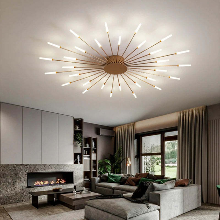 Modern Large LED Ceiling Light - LumenMax-Gold-12-Universal White-Nora Luxe