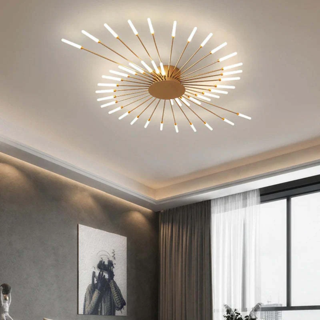 Modern Large LED Ceiling Light - LumenMax-Gold-12-Universal White-Nora Luxe