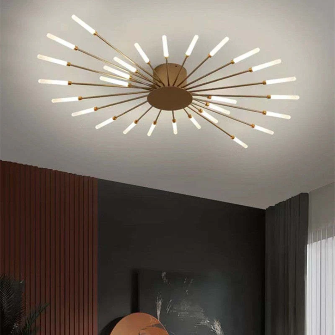 Modern Large LED Ceiling Light - LumenMax-Gold-28-Universal White-Nora Luxe