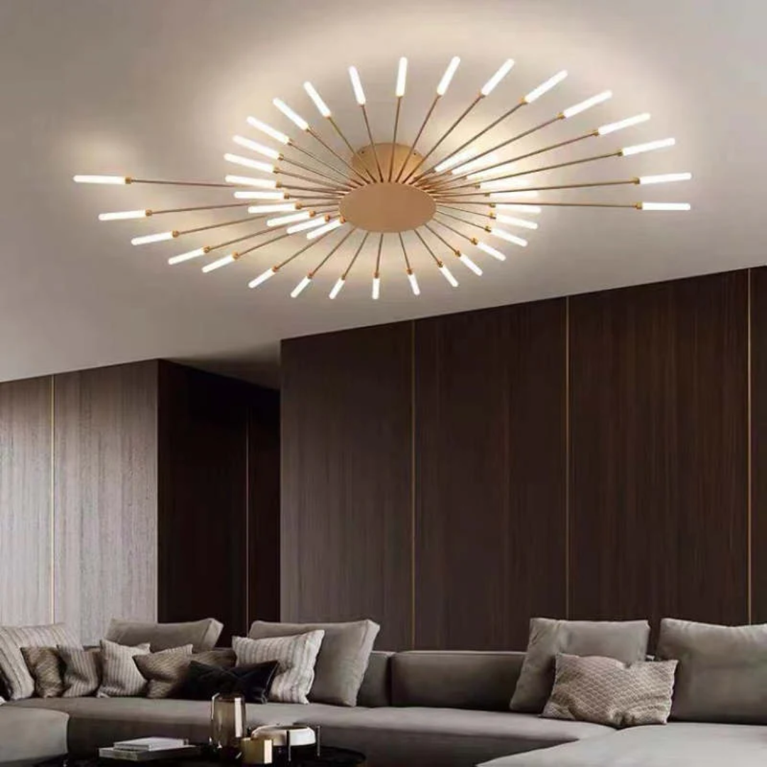 Modern Large LED Ceiling Light - LumenMax-Gold-42-Universal White-Nora Luxe