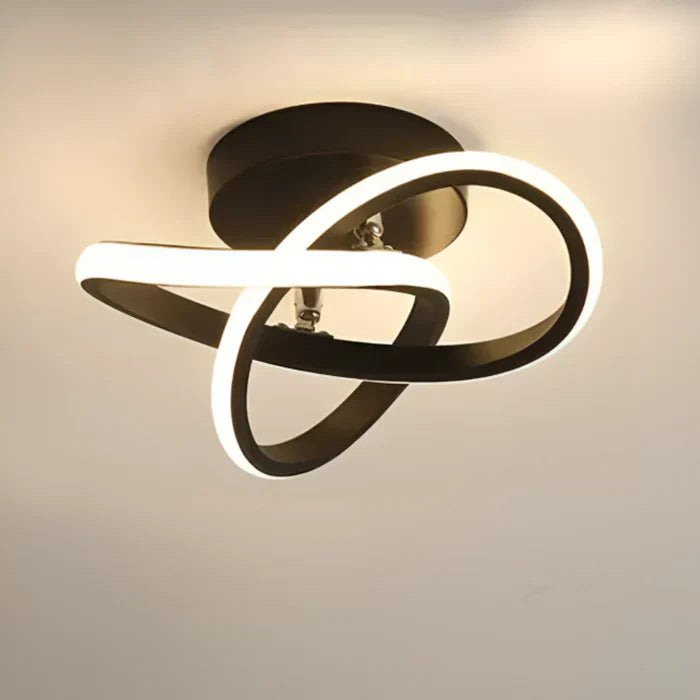 Modern LED Ceiling Lamp with Double Ring Design - Twilight Rings-Golf Black-Nora Luxe