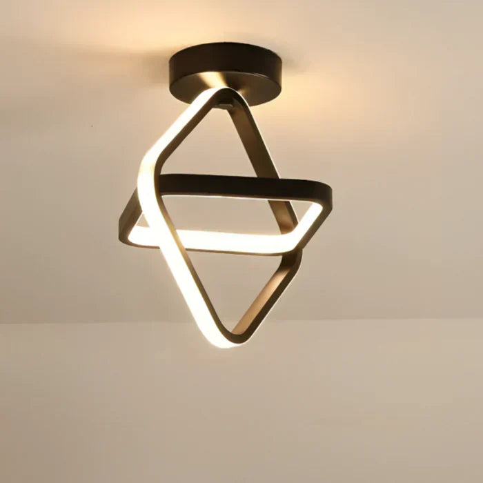 Modern LED Ceiling Lamp with Double Ring Design - Twilight Rings-Rectangle Black-Nora Luxe