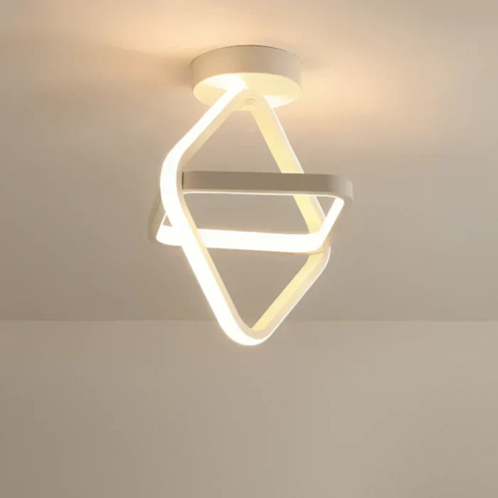 Modern LED Ceiling Lamp with Double Ring Design - Twilight Rings-Rectangle White-Nora Luxe