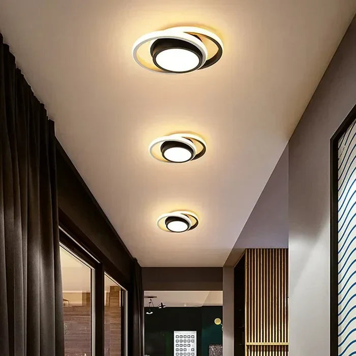 Modern LED Ceiling Lamp with Double Ring Design - Twilight Rings-Round White-Nora Luxe