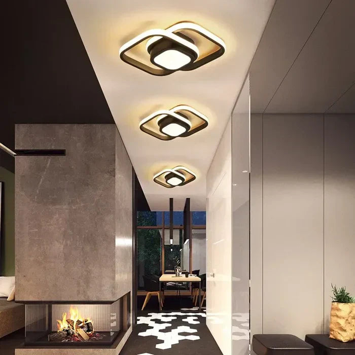 Modern LED Ceiling Lamp with Double Ring Design - Twilight Rings-Round White-Nora Luxe