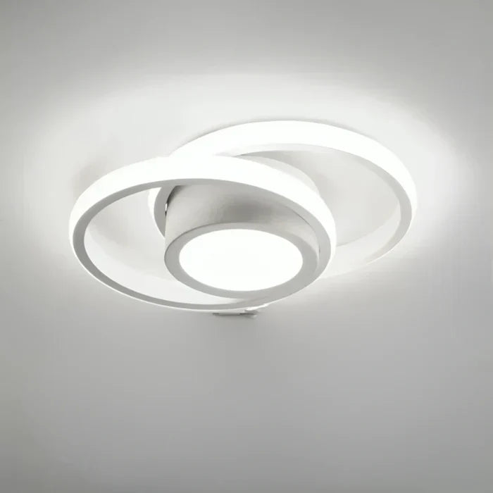 Modern LED Ceiling Lamp with Double Ring Design - Twilight Rings-Round White-Nora Luxe