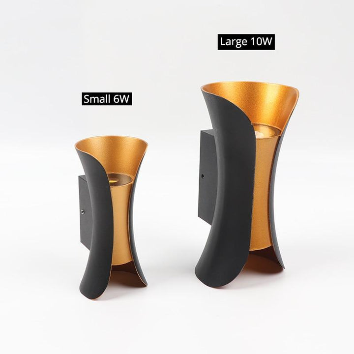 Modern LED Outdoor Wall Lamp - LumiEdge-Black and Gold-Small 6W-Warm white-Nora Luxe