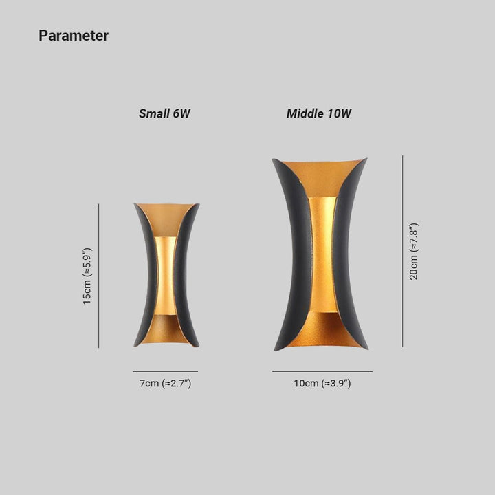 Modern LED Outdoor Wall Lamp - LumiEdge-Black and Gold-Small 6W-Warm white-Nora Luxe
