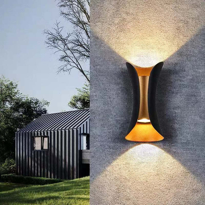 Modern LED Outdoor Wall Lamp - LumiEdge-Black and Gold-Small 6W-Warm white-Nora Luxe