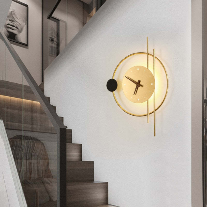 Modern LED wall clock lamp - Chronos-Gold-Nora Luxe