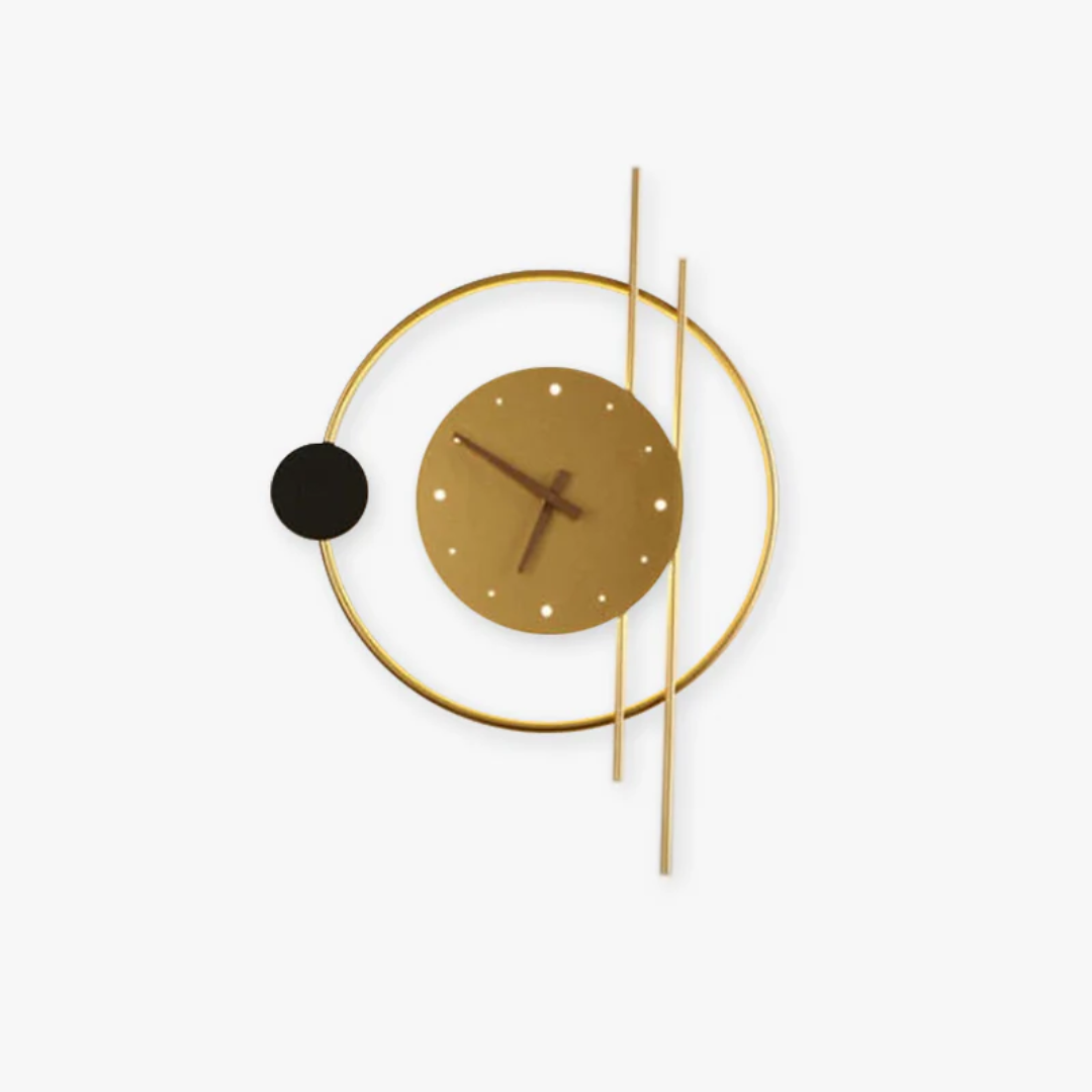 Modern LED wall clock lamp - Chronos-Gold-Nora Luxe
