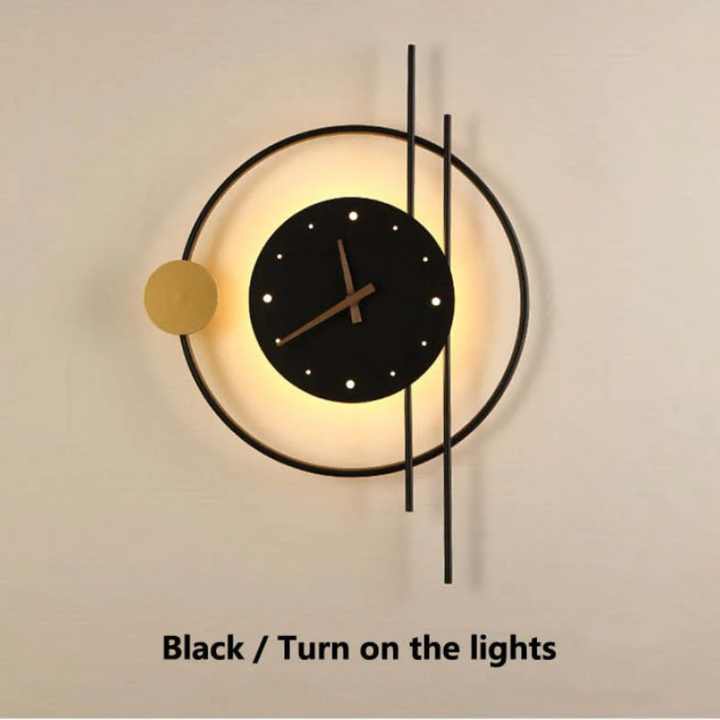 Modern LED wall clock lamp - Chronos-Gold-Nora Luxe