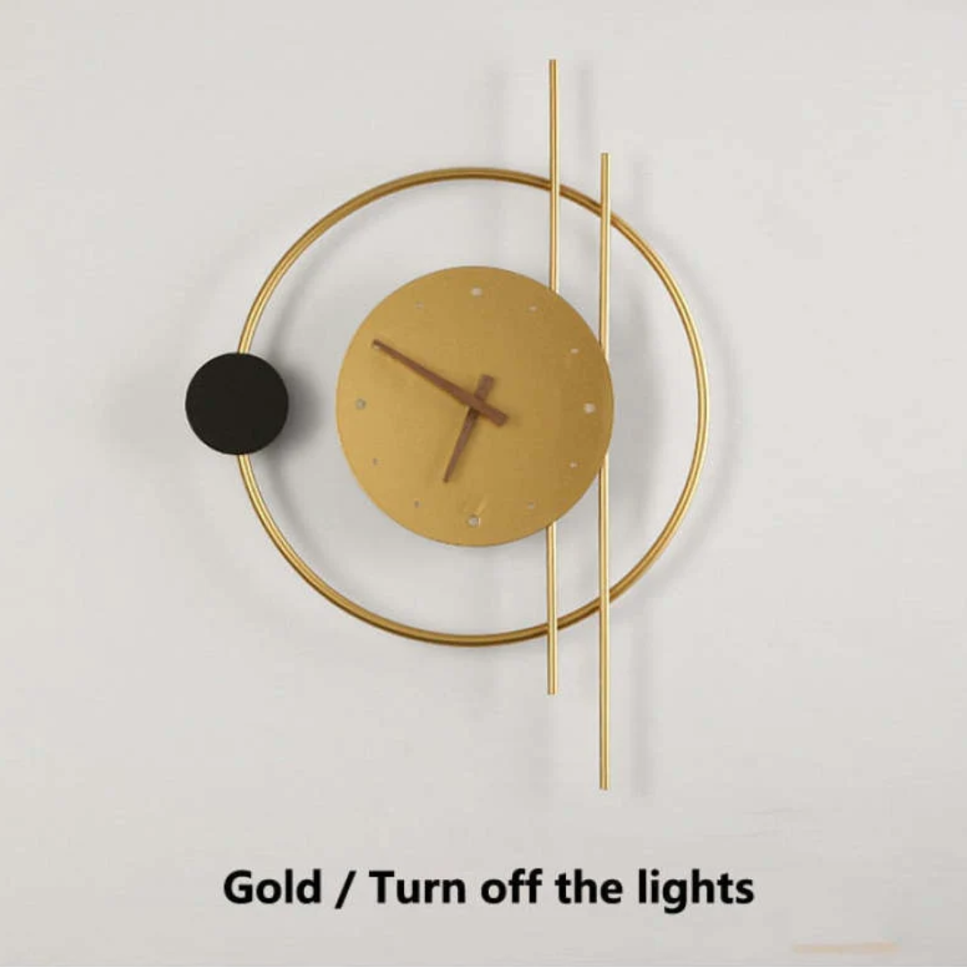 Modern LED wall clock lamp - Chronos-Gold-Nora Luxe
