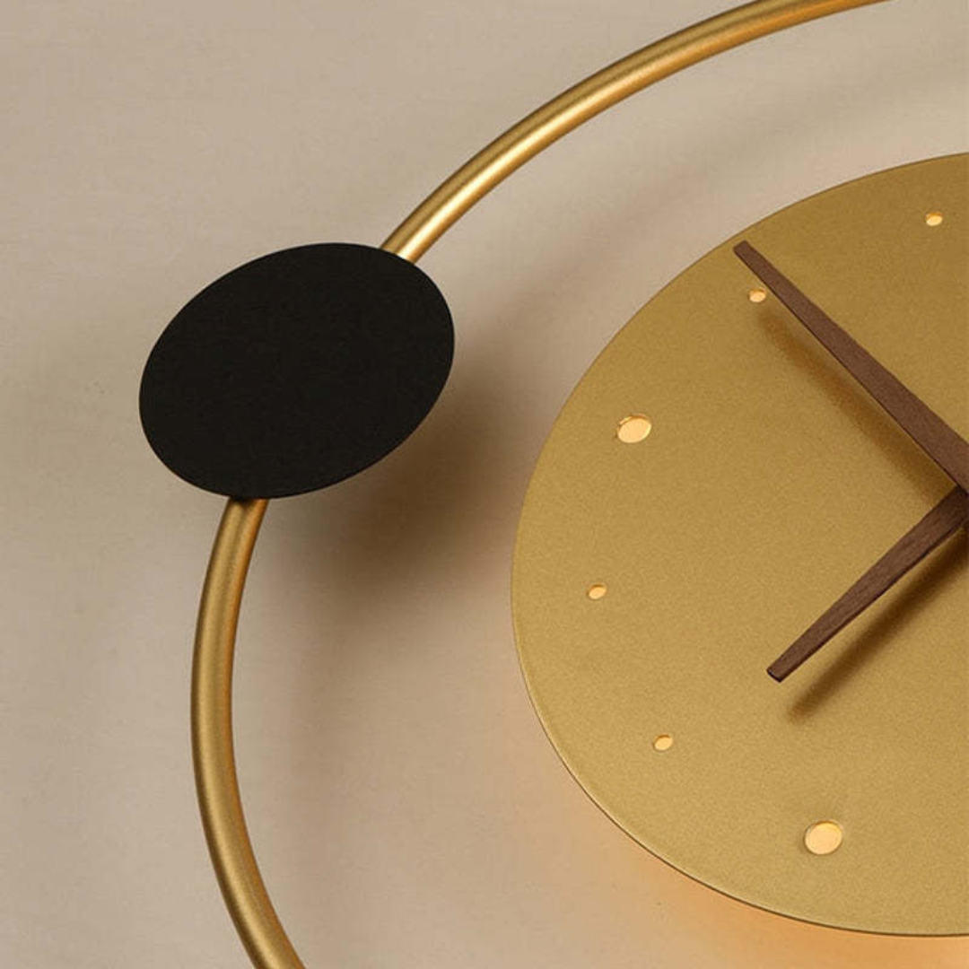 Modern LED wall clock lamp - Chronos-Gold-Nora Luxe