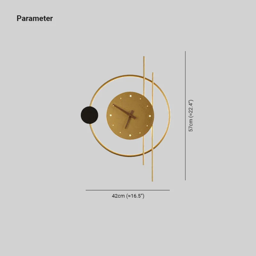 Modern LED wall clock lamp - Chronos-Gold-Nora Luxe