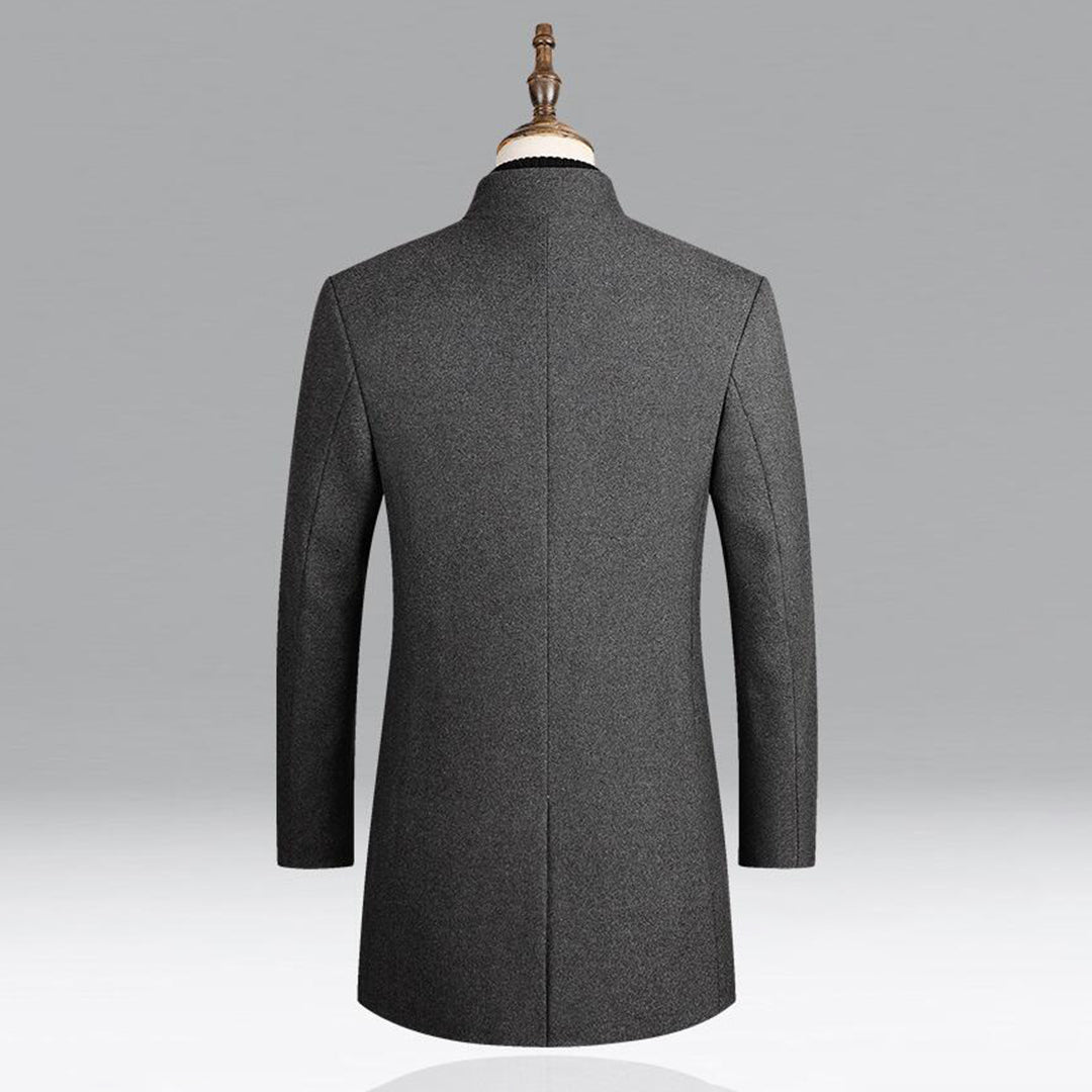 Modern Long Men's Coat - Alexander-Bordeaux Red-M-Nora Luxe