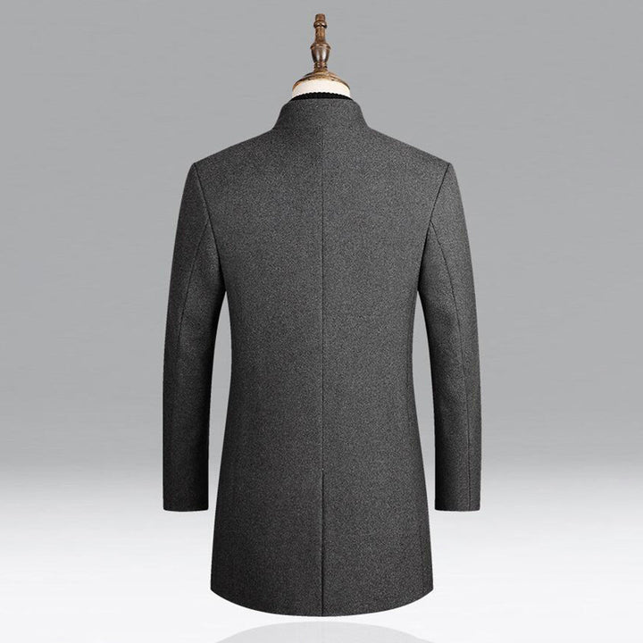 Modern Long Men's Coat - Alexander-Bordeaux Red-M-Nora Luxe