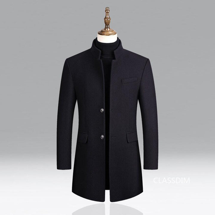 Modern Long Men's Coat - Alexander-Bordeaux Red-M-Nora Luxe