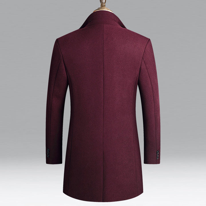 Modern Long Men's Coat - Alexander-Bordeaux Red-M-Nora Luxe