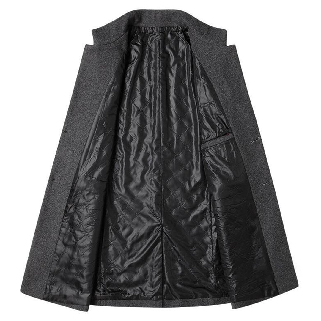 Modern Long Men's Coat - Alexander-Bordeaux Red-M-Nora Luxe