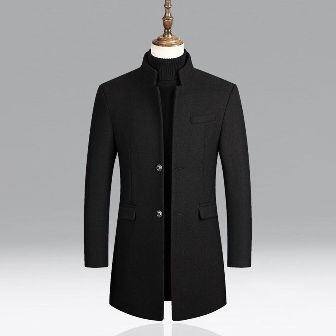 Modern Long Men's Coat - Alexander-Bordeaux Red-M-Nora Luxe